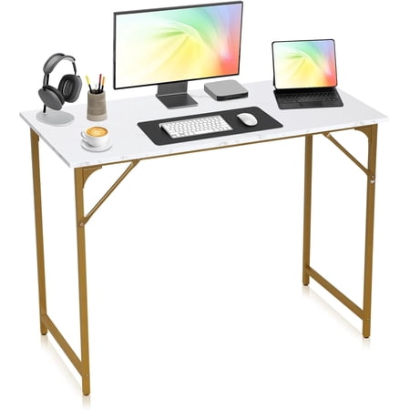 Computer Desk 39 Inch Office Desk with Metal Frame Home Office Desk Modern Simple Style for Small Space Home Office Living Room Bedroom Nature