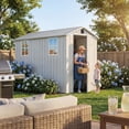 thumbnail image 2 of HOMALL 4x8ft White Resin Storage Shed, Lockable Heavy-Duty Garden Tool Shed with All-Weather Design for Yard & Patio, 2 of 8