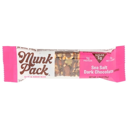 (Pack Of 24) Munk Pack Chocolate Dark Nutritional Bar Sea Salt 1.23 Oz - 2 Boxes of 12 each