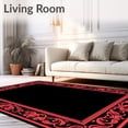 thumbnail image 2 of ODIKA 6'x9' Machine Washable Non-Slip Area Rug, Heritage Damask Blossom Motif Door Classic Entrance High Traffic Rug with Pad, Black, 570640, 2 of 8