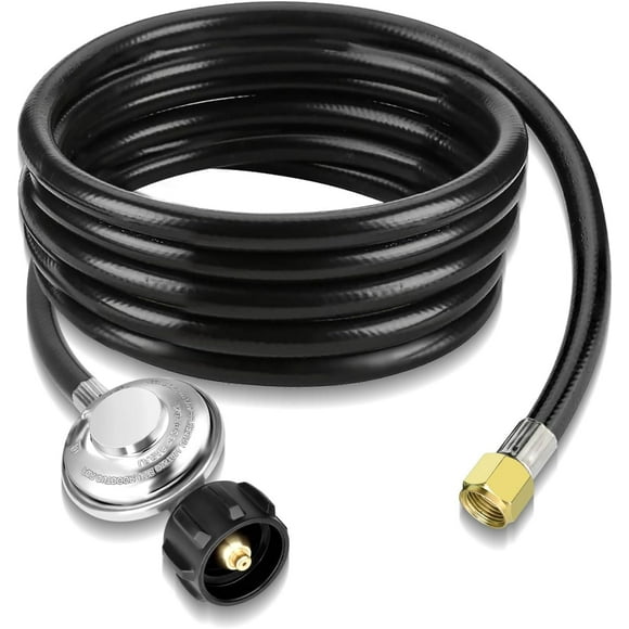 shiyou-12 FT Propane Regulator, Universal QCC1 Low Pressure Propane Hose with Regulator for Most LP Gas Grill, Patio Heater, Fire Pit and More, 3/8 Inch Female Flare Nut