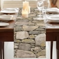 thumbnail image 3 of Brown Stone Wall Table Runner, Vintage Country Rocks Brick Pattern Washable Cotton Linen Table Runners 60 Inches Long, Dresser Scarf Runner for Coffee/TV Stands/Kitchen/Cabinets 13''x60'', 3 of 9
