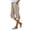 Khaki, variant on BUIGTTKLOP Women Cotton Linen Capri Pants Side Split Button Knee Length Long Shorts Ladies Striped Capris