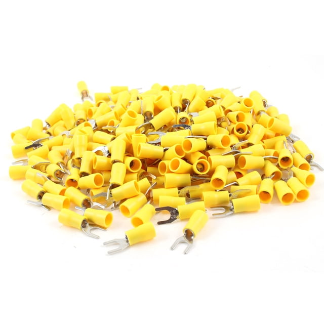 500Pcs Terminal de horquilla preaislada SV5.5-5 amarilla para cable AWG 12-10 con perno #10