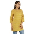 thumbnail image 2 of Moomaya Womens Tops Rayon Block Print Tunic 3/4th Sleeve Tunic Summer Blouse, 2 of 8