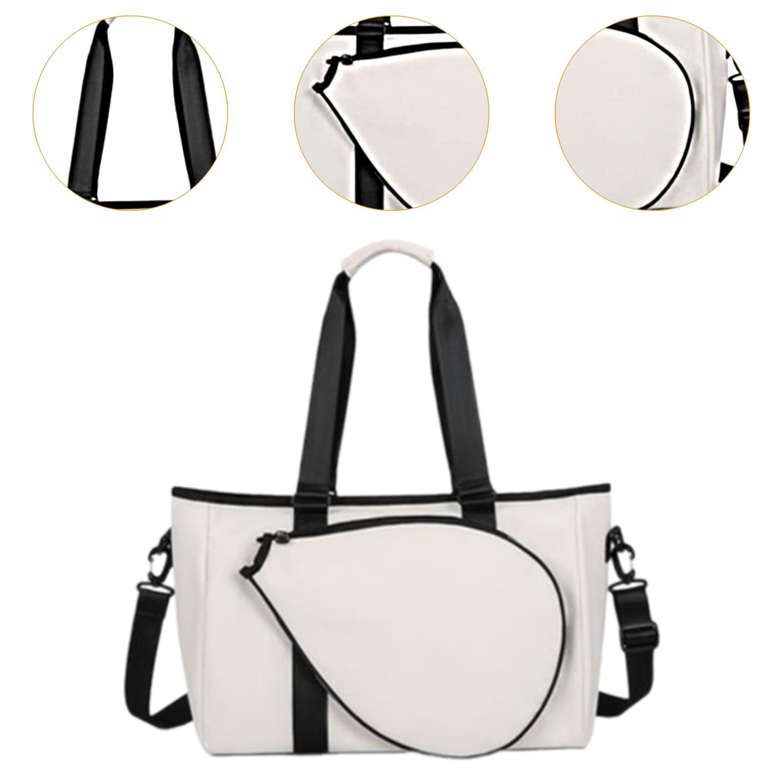 funtasica Tennis Racket Bag with Removable Shoulder Strap Tennis Bag for Tennis Racket White