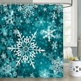 thumbnail image 1 of Ensemble de Rideaux de Douche Flocon de Neige de Noël, Rideaux de Douche de Noël pour Salle de Bain, Rideau de Douche Hiver Bleu Sarcelle Rideaux de Douche Décoratifs de Noël, 72x72 Po, 1 of 5