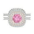 thumbnail image 2 of Clara Pucci 14K White/Rose Gold Round Cut 1Ct Simulated Pink Diamond Engagement Ring + Matching Band - Luxury Box Included, 2 of 7