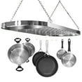 thumbnail image 1 of Sorbus Pot and Pan Rack for Ceiling with Hooks (CHROME)— Decorative Oval Mounted Storage Rack, 1 of 8
