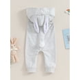 thumbnail image 4 of Bslissey Toddler Baby Hooded Jumpsuit 6M 12M 18M 24M 3T Sleeveless Zipper Front Pocket Bunny Ear Hoodies Rompers Infant Solid Color Casual Bodysuit Easter Clothes, 4 of 9
