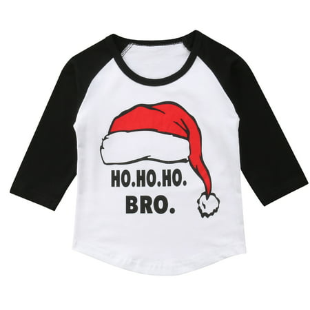 Baby Kid Christmas Outfits Long Sleeve Santa Claus Ho Ho Ho Bro T-shirt Top 4-5 Year