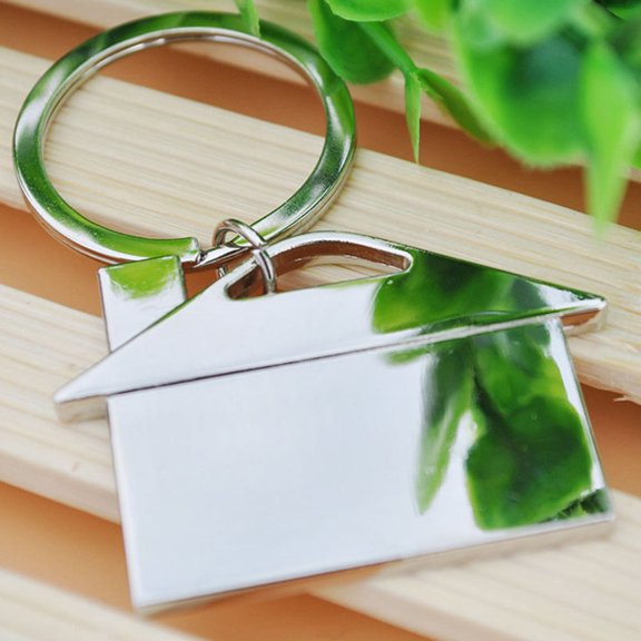 ETEREAUTY Metal House Keychain Set, 4- Pendant Keyring Gift for New Homeowners