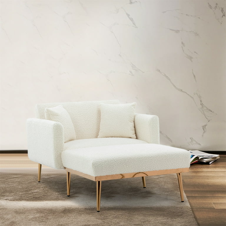Upholstered Chaise Lounge Indoor Accent Sofa Chair Teddy Fabric
