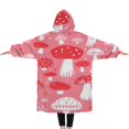 thumbnail image 2 of Oversized Wearable Blanket Hoodie,Red Mushroom Pattern Pink Pattern Sherpa Blanket Hoodie with Super Pockets,Super Warm Fuzzy Pullover for Women & Men, 2 of 6