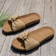 thumbnail image 5 of Women's Slides Cork Footbed Sandals Open Toe Pearl Woven Bowtie Slip on Casual Beach Shoes Thick Soft Sole 2026 Summer Slippers Brown Size 6, 5 of 8