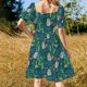 thumbnail image 5 of Azul holandés de Delft: vestido de manga corta con estampado de barcos antiguos en el canal de Ámsterdam, vestido largo de verano para mujer., 5 of 7