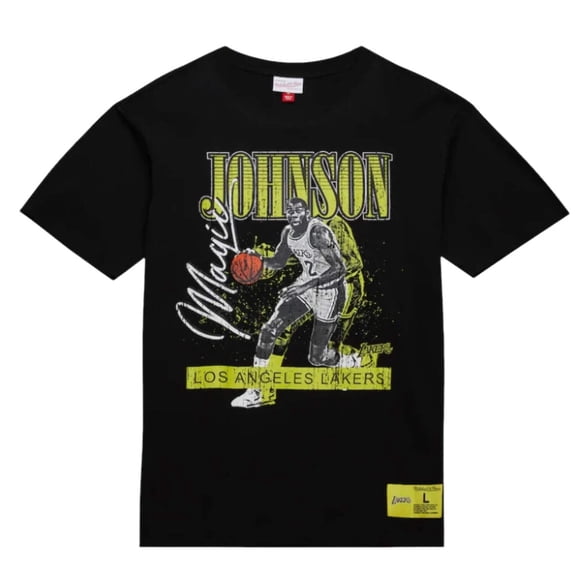 Mitchell  Ness Magic Johnson Black Los Angeles Lakers Neon Pop Player T-Shirt