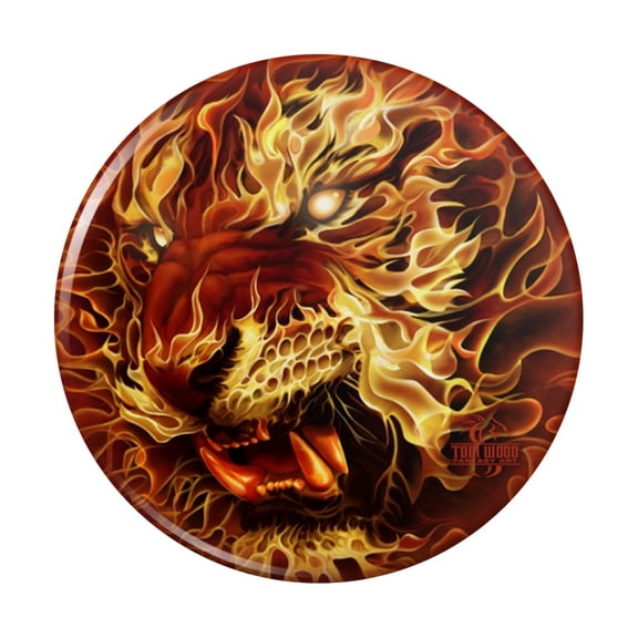 Flaming Fire Tiger Pinback Button Pin