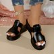 thumbnail image 2 of Mujeres Más Tamaño Vestidos de Verano Doble Correa Cuña Tacón Sandalias Casual Versátil Aumento de la Altura Zapatos Primavera, 2 of 9