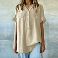 thumbnail image 6 of Women's Short Sleeve T-shirt Women'S Plus Size Button Down - Relaxed Fit Linen Top,Beige Women's Short sleeve T-shirt XL, 6 of 7