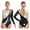 Silver, variant on Womens Shiny Gymnastics Leotard Metallic Contrast Color Long Sleeve Bodysuit Performance Silver XL