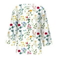 thumbnail image 4 of Blouses et Hauts pour Femmes Mode Manches Trois-Quarts Rétro Col en V Imprimé de Pâques Hauts Amples Blouse Hauts et Blouses Sexy Manches 1/2 pour Femmes, 4 of 5
