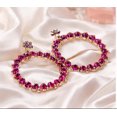 thumbnail image 6 of Fuchsia Crystal Rhinestone Hoop Earrings for Women, Oversized Open Circle Statement Earrings, Lightweight Glam Fashion Jewelry, 6 of 7