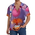 thumbnail image 7 of Lsque inside out 2 print Men's Cuban Collar Short Sleeve Shirt Summer Beachwear Casual Button Down Fashionable Vacation Leisure Shirt-Large, 7 of 7
