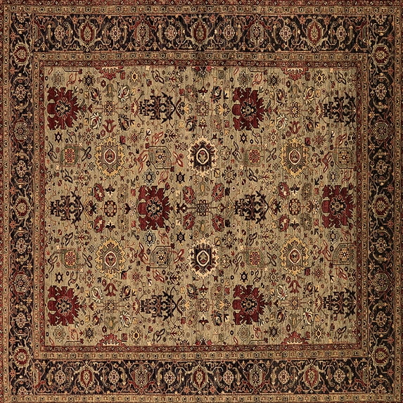 Ahgly Company Indoor Square Oriental Brown Traditional Area Rugs, 6' Square