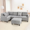 thumbnail image 4 of Gymax L-shaped Sectional Corner Sofa Set Living Room Furniture w/ Storage Ottoman Grey, 4 of 10