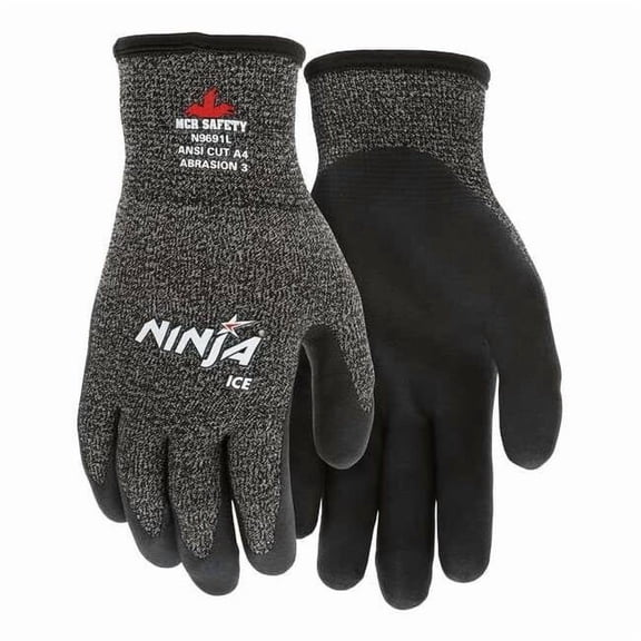 Mcr Safety Ninja Ice Acrylic Terry Inner Lining, S, Black, White N9691S