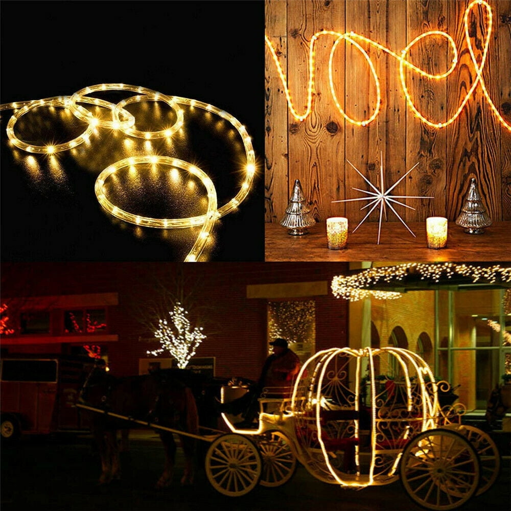 HESHENG Christmas Solar Powered Rope Tube String Fairy Lights Strip Outdoor Garden Xmas Decor Lights, Warm White 32M-300LEDS