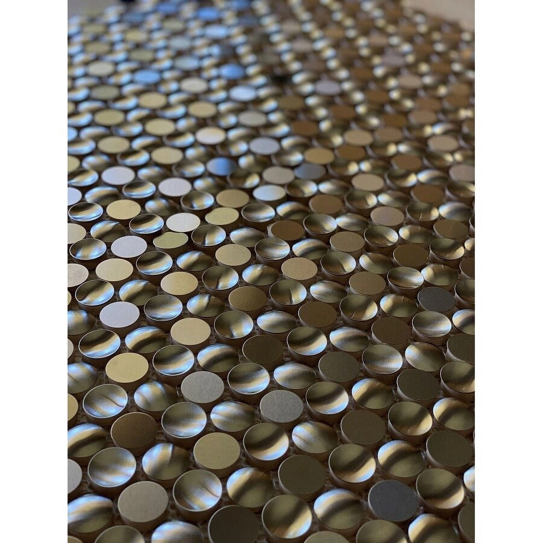 Apollo Tile   5 pack Silver 11.7-in x 11.7-in Polished Stainless Steel Penny Pebble Mosaic Wall Tile (4.75 sq ft/case)