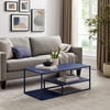 Gap Home 40" Metal and Wood Coffee Table with Tiered Shelves, Blue