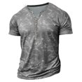 thumbnail image 3 of Hvot&aat Men's Retro Casual Short Sleeved Shirt Button Up Shirt Distressed Henley Shirts Slim Fit Blouses, 3 of 5