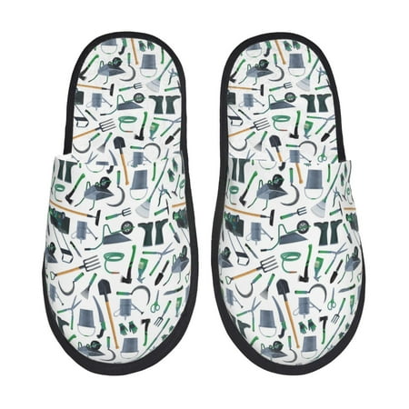 

Noikeo Modern Industry Pattern Cozy Slippers Indoor for Women and Mens Fuzzy House Shoes Soft Plush Warm Slip-on Slippers-Medium