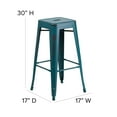 thumbnail image 4 of Emma + Oliver Commercial 30"H Backless Distressed Blue-Teal Metal Indoor-Outdoor Barstool, 4 of 7