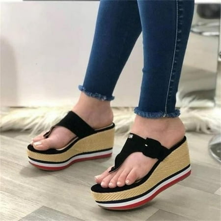 

Liveday Sandals Slippers Summer Thick-Soled Flowers Wedge Heels Heighten Shoes Comfortable Shoes
