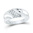 thumbnail image 4 of Sterling Silver Mens Round Channel-set Diamond Wedding Band Ring 1/8 Cttw, Mens Size: 7-13, 4 of 4