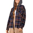 thumbnail image 2 of hirigin Women Plaid Jacket, Long Sleeve Hooded Button Closure Fall Tops Outwear for Casual Street, 2 of 5