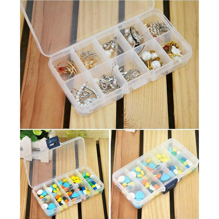 Qualsen Plastic Compartment Box with Adjustable Dividers Craft Tackle  Organizer Storage Containers Box (18 grid x 4, Clear)