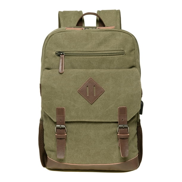 KAUKKO Mochila de Lona Vintage - Mochila para Exteriores de Gran Capacidad, Multifuncional y Duradera KF19, 16.2L(VERDE)