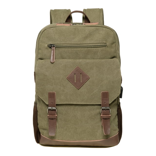 KAUKKO Mochila de Lona Vintage - Mochila para Exteriores de Gran Capacidad, Multifuncional y Duradera KF19, 16.2L(VERDE)
