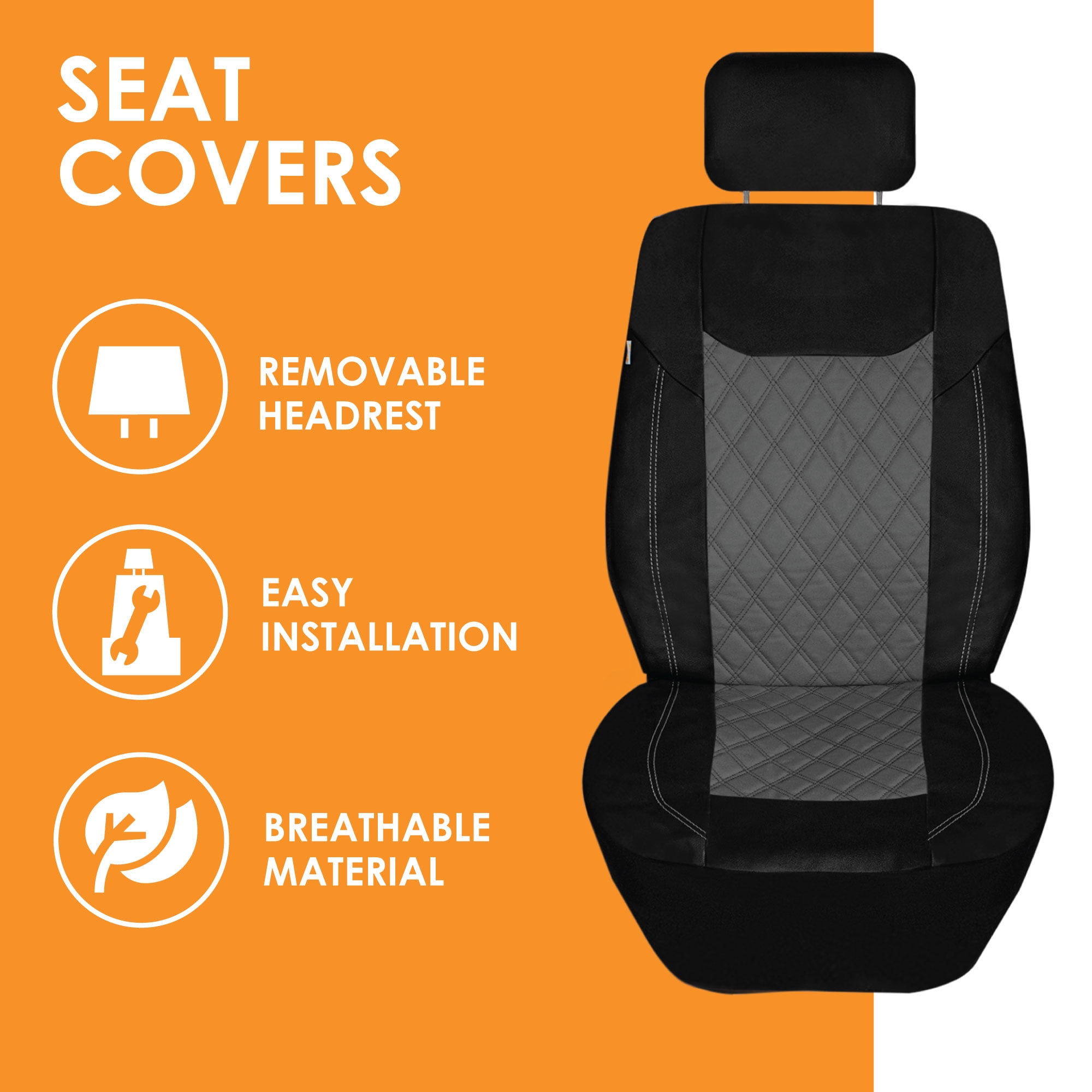 Universal Fit Car Seat Cover – Full Set of Automotive Car Seat Covers, Ultra-Modern Quilted Leatherette Seat Covers, Water-resistant Seat Protector for Cars, Trucks, SUVs and Vans
