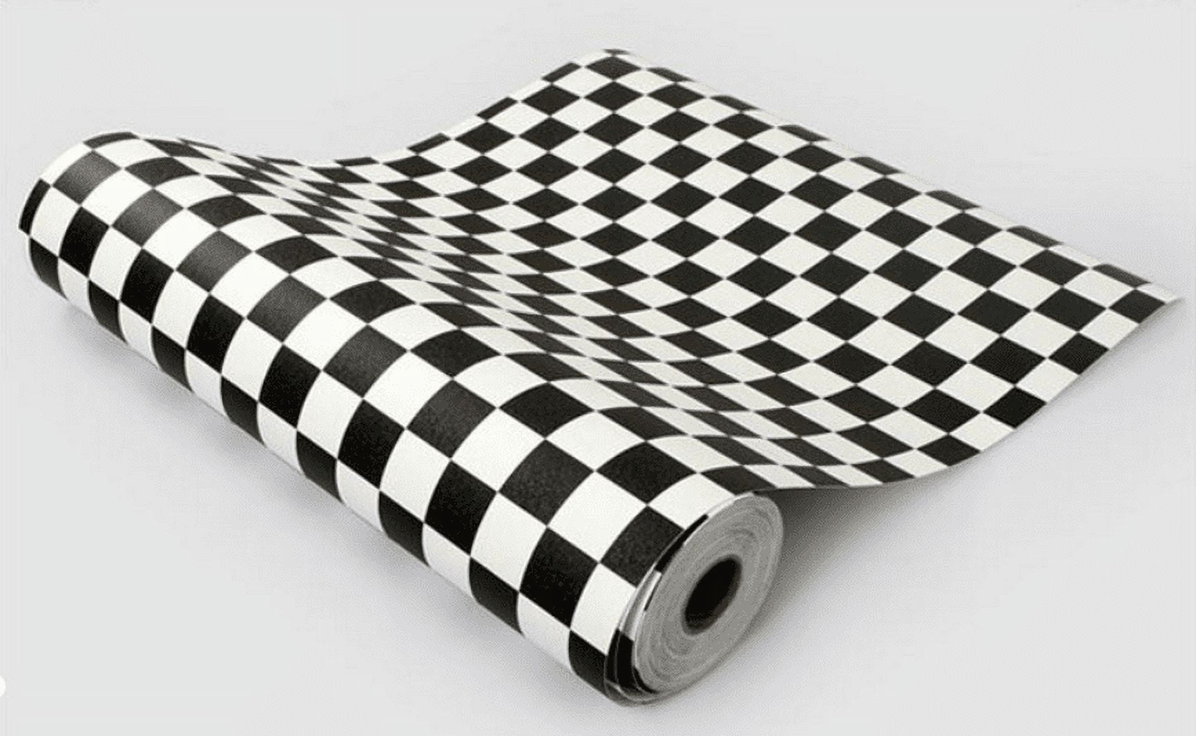 Peel and Stick Wallpaper, 17.7in x 32.8ft, Black and White Checkerboard