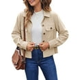 thumbnail image 2 of Qaspx Fashion Jackets for Women Casual Cropped Shackets Fall Button-up Shirts Corduroy Tops, 2 of 7