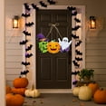 thumbnail image 4 of Halloween Door Sign, Ghost Wreath for Door, Pumpkin & Ghost Sign Halloween Wreath Hanger for Front Door, Halloween Decorations Indoor Outdoor for Halloween Party Home Wall Window Hanging A, 4 of 6