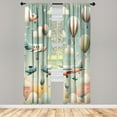 thumbnail image 2 of Ambesonne Planes Curtains, Cartoon Sky Scene Aircrafts, Pair of 28"x95", Pale Teal Blush Off White, 2 of 2