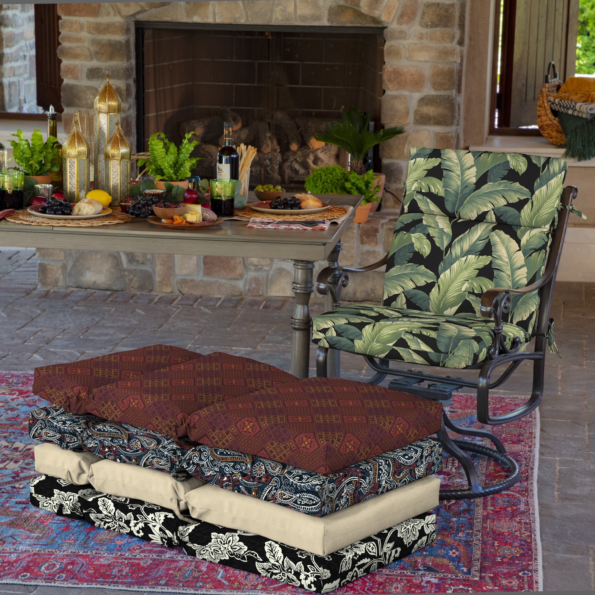 ARDEN Outdoor Chair Cushion, 21 x 20, Water Repellent, Fade Resistant 21 x 20, Onyx Cebu