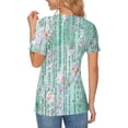 thumbnail image 4 of Dolkfu Crew Neck Summer Tops for Women Green Short Sleeve Tops Floral Stylish T-Shirts Women'S Blouses, 4 of 5